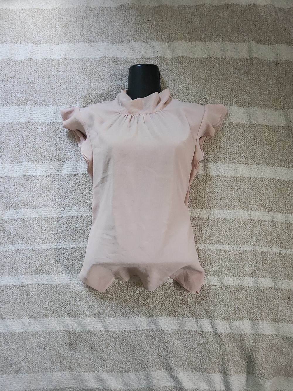 Chelsea28 Soft Blush Ruffle Sleeve Mock Neck Top